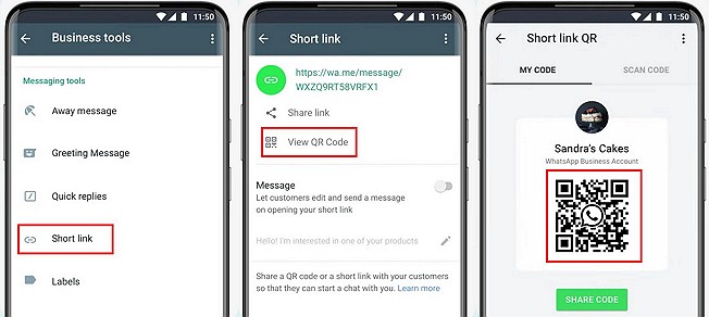 cara buat dan copy link untuk Whatsapp business.